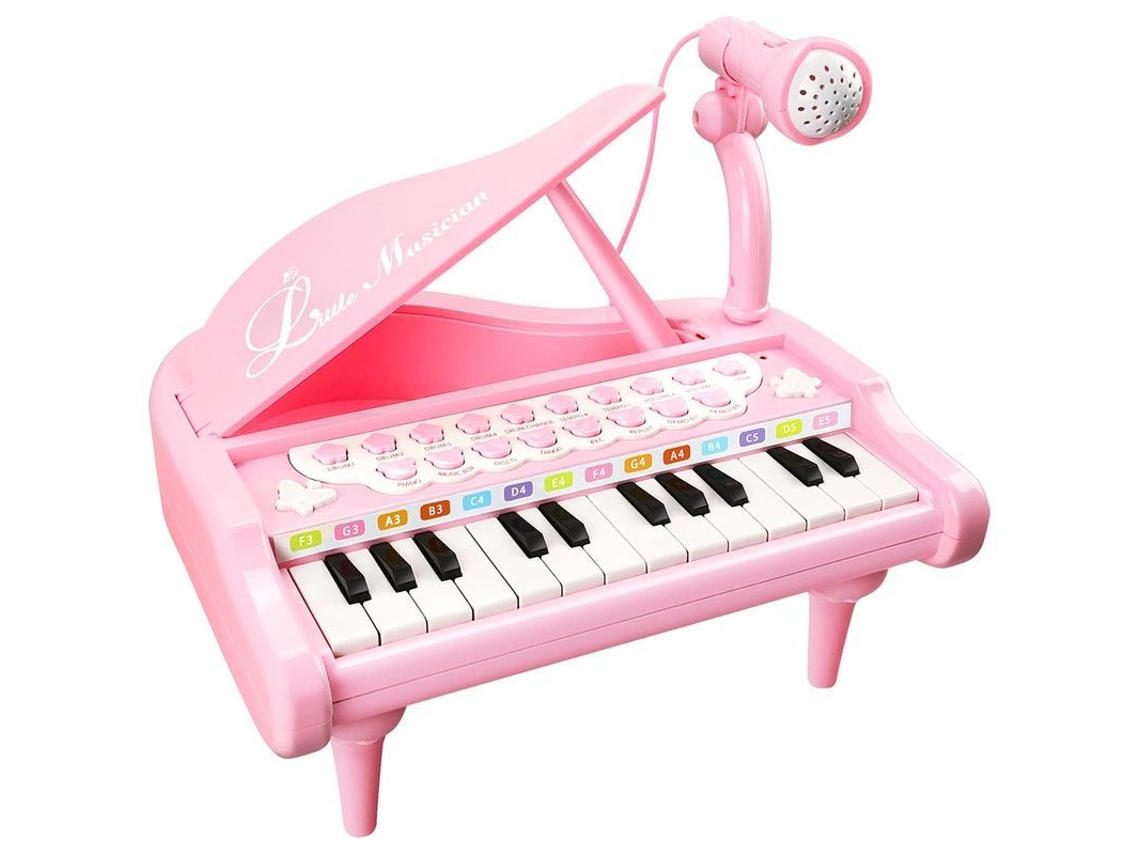 2026 piano Toy Infantil 24 Teclas com Microfone Presente Aniversário para Crianças de 1+ Ano Rosa Brinquedo Musical Educativo