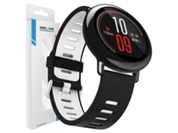 Pulseira de relógio Beline de silicone bicolor de 22 mm, caixa preta e branca