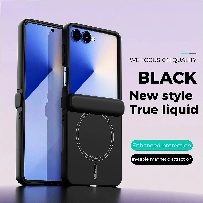 (preto, Galaxy Z Flip 7) Capa De Celular Em Silicone Líquido, Compatível Com Magsafe, Resistente A Impactos E Impressões Digitais.
