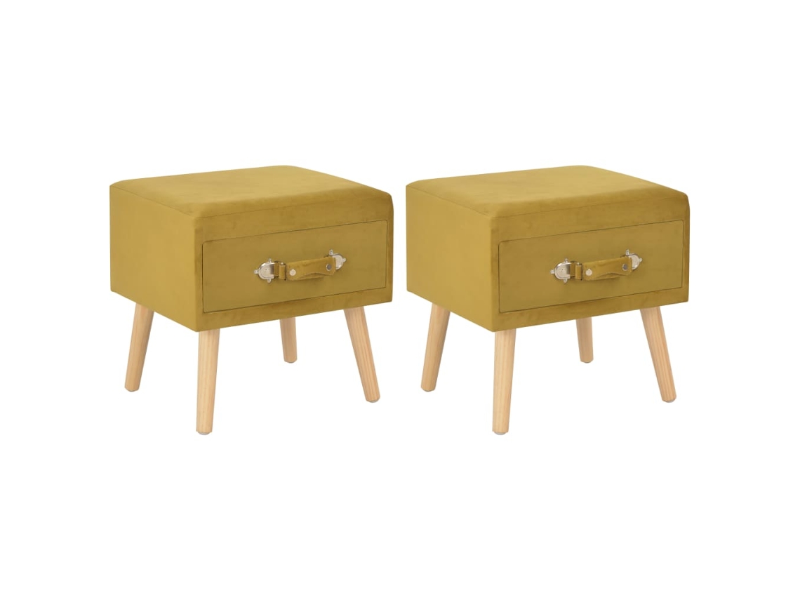 Bedside Cabinet, Bedside Cabinets Vidaxl Amarelo Tecido (n/a)