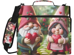 Pasta De 3 Argolas Com Zíper, Resistente À Água, Com Estampa De Gnomos Jardim, Ideal Escola E Escritório, Comporta