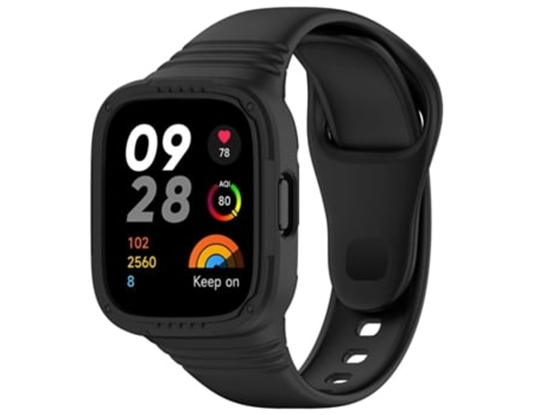 Pacote 360 Capa Robusta Pulseira Para Redmi Watch 3 Active Preto Panoona