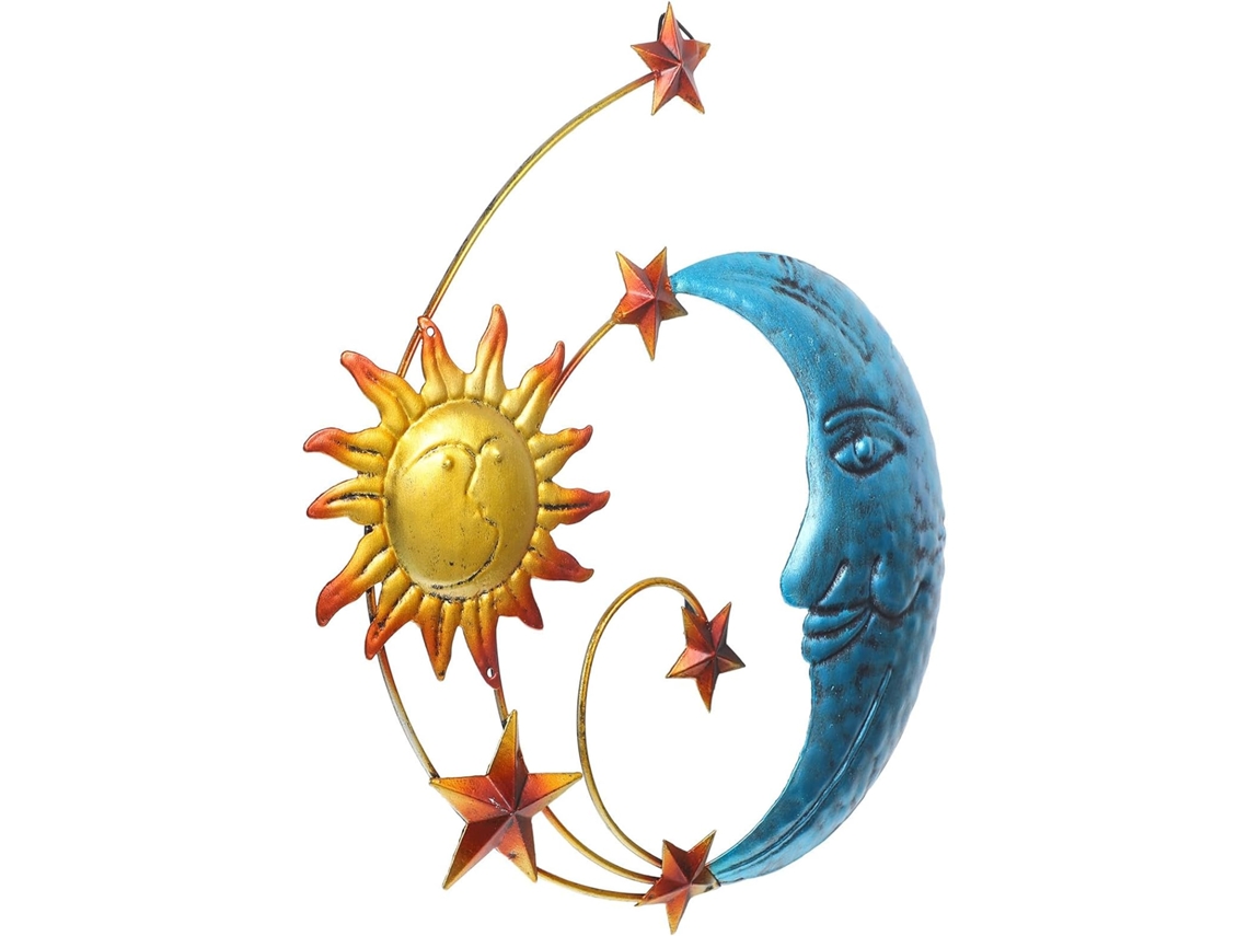 Luminária De Parede Decorativa Em Ferro Com Sol E Lua Para Uso Interno E Externo.