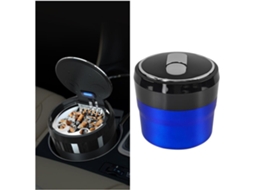 Cinzeiro Para Carro Com Tampa, Portátil, Sem Fumaça, Cilíndrico - Recipiente Removível Com Luz Led Azul -