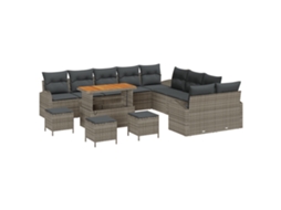 Conjunto 14 Móveis De Jardim Vidaxl Cinzento Vime Pe (110 X 55 X 71 Cm)