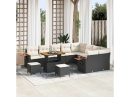 Vidaxl Conjunto De Sofá De Jardim 12 Unid. Preto Vime Pe