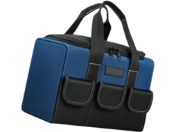 Bolsa profissional para armazenamento de ferramentas em tecido resistente, com altura ergonômica e resistente a arranhões.