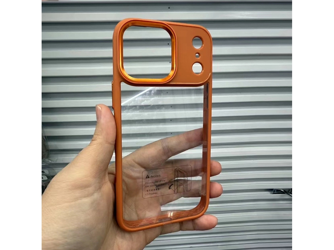 Capa Para Iphone 17 Pro Max Laranja Com Protetor De Lente Metálico Transparente E Resistente A Impactos