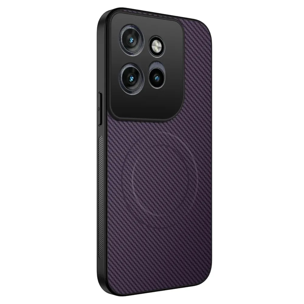Capa Para Celular Com Carregamento Magnético E Textura De Fibra De Carbono (roxa, Motorola Edge 50 Fusion), Capa Protetora À Prova De Choque.