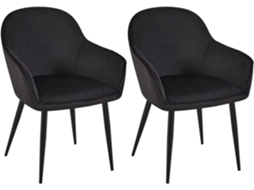 Conjunto de 2 Cadeiras de Jantar Veludo Boise Preto CLP