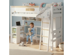 Cama Infantil 90x200cm Duas Camadas Com Guarda-roupa Mesa E Fallschutz
