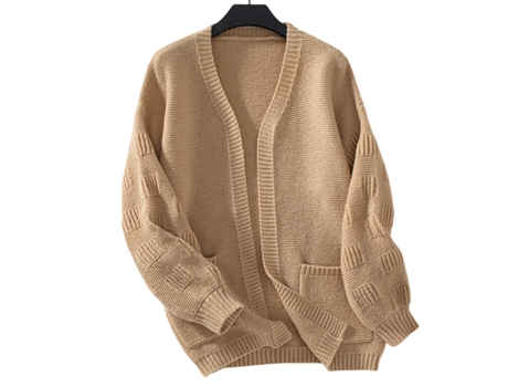 Casaco De Mulher Viviliyya Largos Mangas Compridas Modelo Open Front Bolsos Laranja (m)