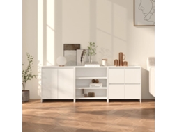 Vidaxl 3 Pcs Aparador Em Madeira Processada Branco