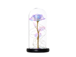 * Rosa Eterna da Bela e a Fera com Luzes Led Sob o Vidro* BRILVIBERA