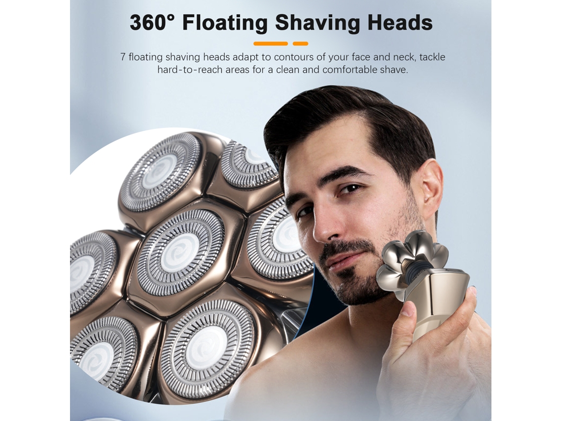 2026 afeitadora Eléctrica para Hombres com 7 Cabeças Flutuantes Recarregável Usb Ipx7 Lavável com Depilador Nasal e Cortador de Cabelo