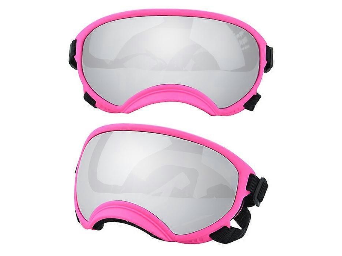 Óculos para Cães Anti UV, Resistentes a Impactos, Ajustáveis, Elásticos, Filhotes, Óculos para Cães Grandes, Respiráveis, Rosa e Prata BRILVIBERA