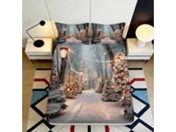 Conjunto de Cama com Estampa 3d Floresta em Microfibra Fronha 200x25cm
