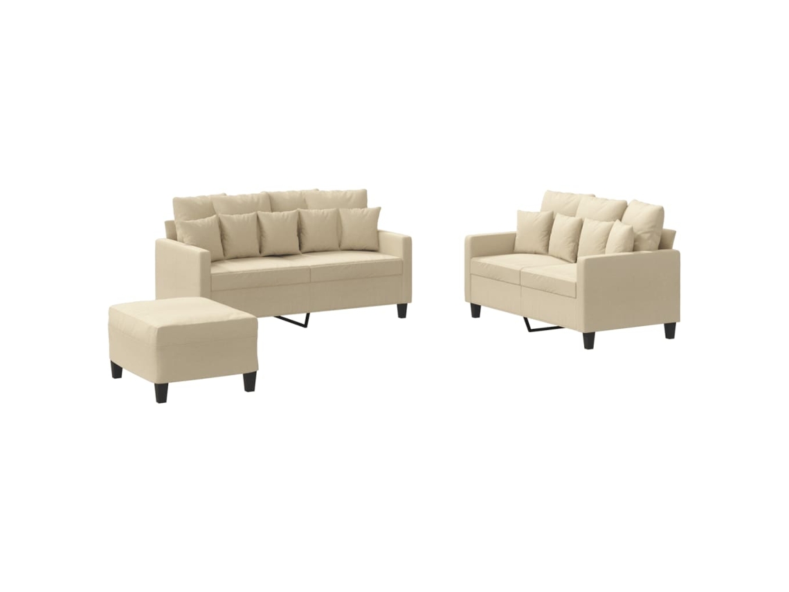 Sofa Set, Sofa Sets Vidaxl Creme Tecido (n/a)