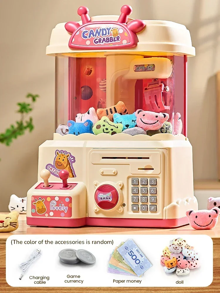Mini Máquina de Garras com Som e Luzes, Cofrinho com Senha, um Ótimo Presente para Crianças. MDUG (vermelho)