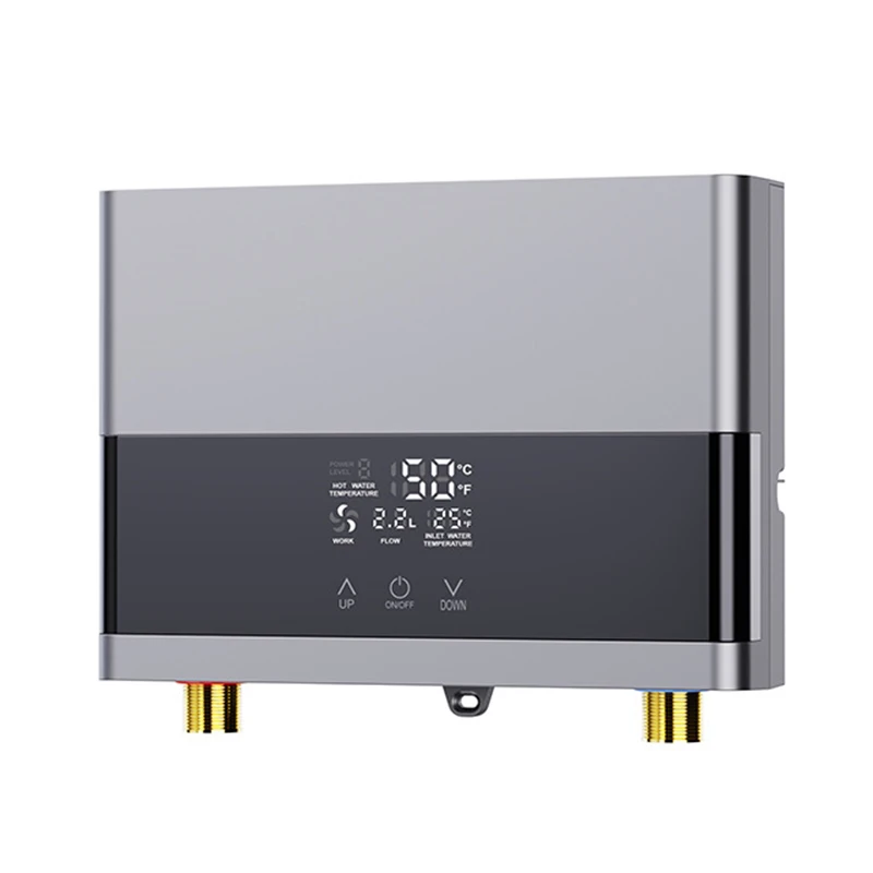 Aquecedor De Água Elétrico Instantâneo (110v 4000w Prata) Com Visor De Temperatura Lcd E Controle Remoto.