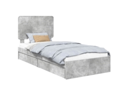 Cama com Armazenamento Cinzento 75x190 cm Madeira Processada MAISON EXCLUSIVE