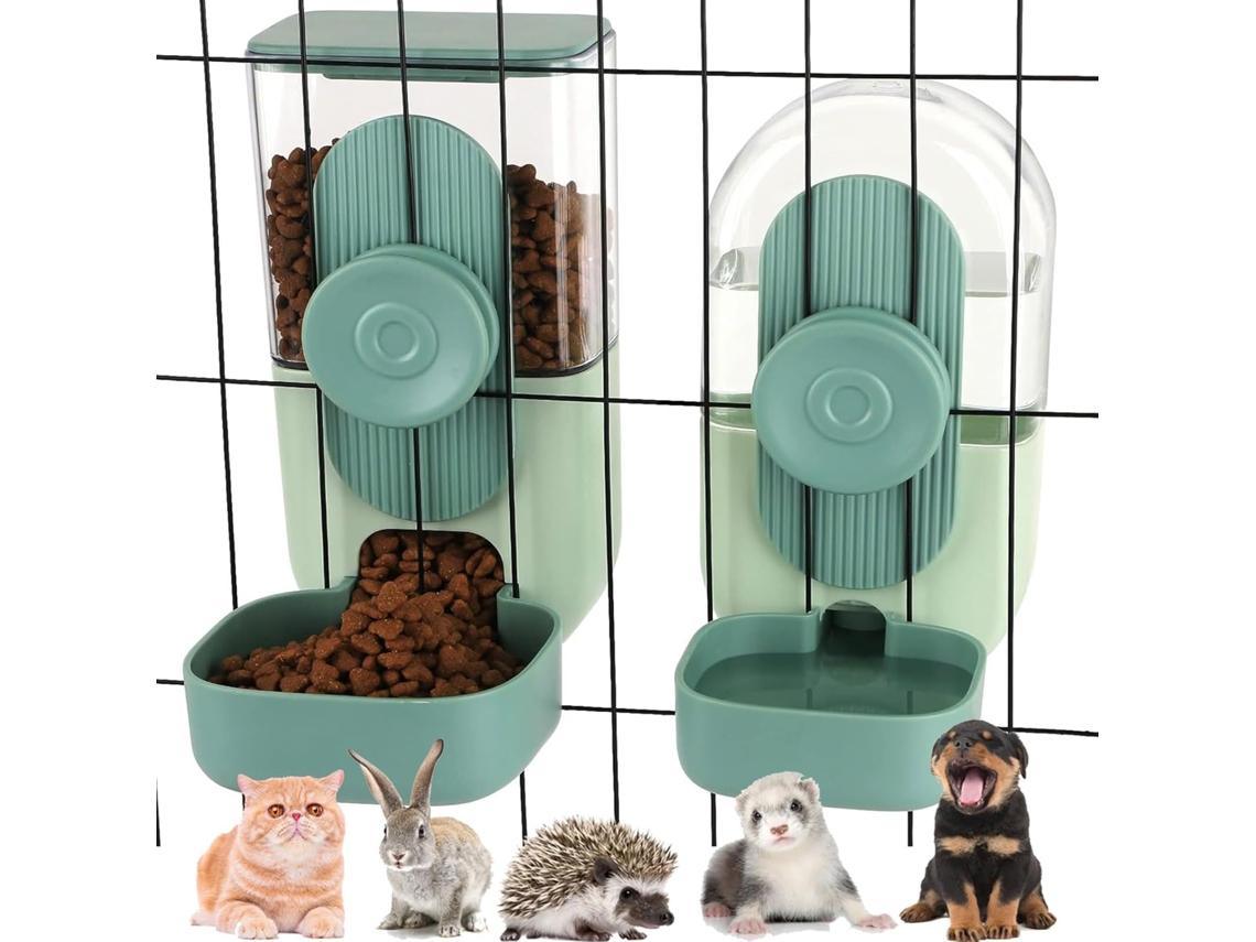 Conjunto para Pequenos Animais com Comedouro e Bebedouro, Automático Suspenso, Estação de Alimentação e Água AQUAFORGE