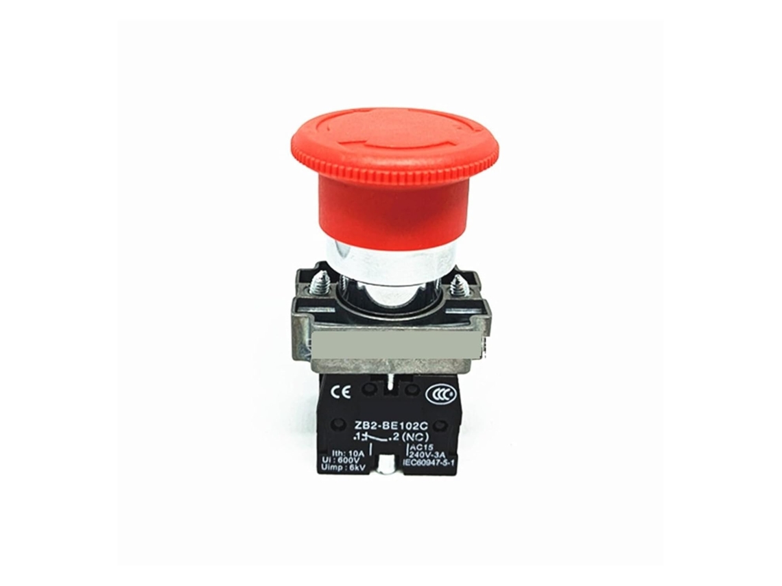 Interruptor de emergência vermelho XB2BS544C com operação automática e reinicialização por rotação, dois