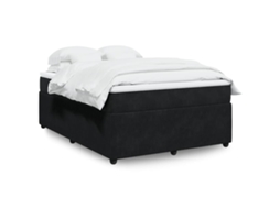 Vidaxl Cama Com Molas/colchão 140x190 Cm Veludo Preto