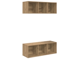 Conjunto 2 Gabinete Para Tv Vidaxl Castanho Derivados De Madeira (37 X 37 X 107 Cm)