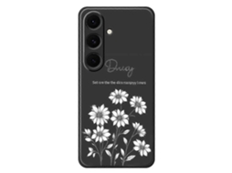 Capa Tkdaddy Para Samsung Galaxy S24 Fe Com Estampa De Flores E Bordas Retas Em Tpu, Preta
