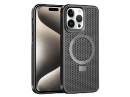 Suporte Casa Emborrachado Dissipação Para Iphone 15 Pro Max Pele Sintética Magnética Preto