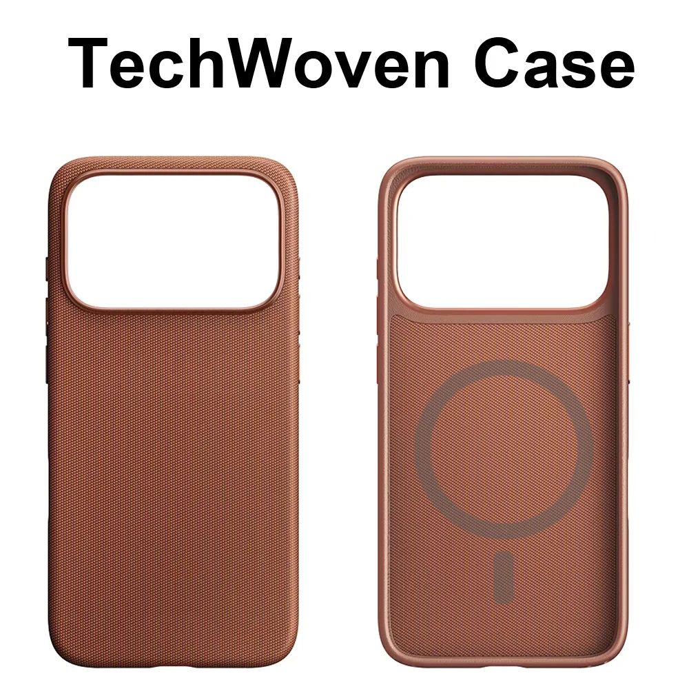 Capa Protetora Magnética Trançada (marrom) Para Iphone 14 Pro Max Com Suporte Para Carregamento Sem Fio Magsafe.