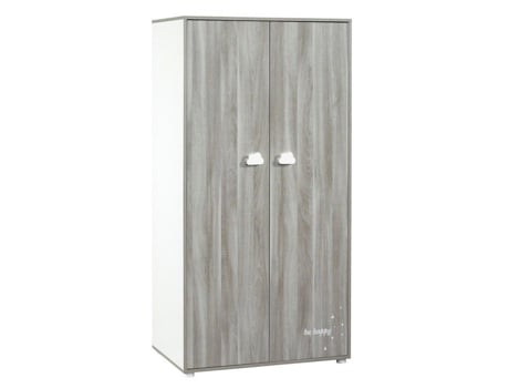 Guarda-roupa de bebê Smile Bears Silex Oak Branco com 2 portas 168x85x57cm Babyprice Baby Price