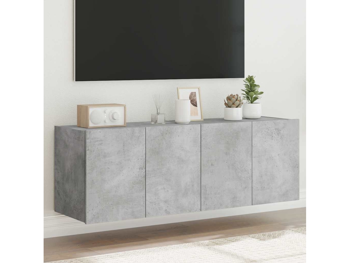 Vidaxl Móveis De Parede Para Tv Com Luzes Led 2 Pcs Cinzento Cimento