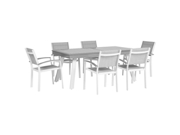 Conjunto De Refeição De Jardim Para 6 Pessoas Beliani Pereta De Alumínio Cinzento 220x90x74
