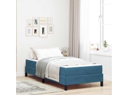 Vidaxl Cama Box Com Colchão Azul Escuro 90 X 200 Cm Tecido