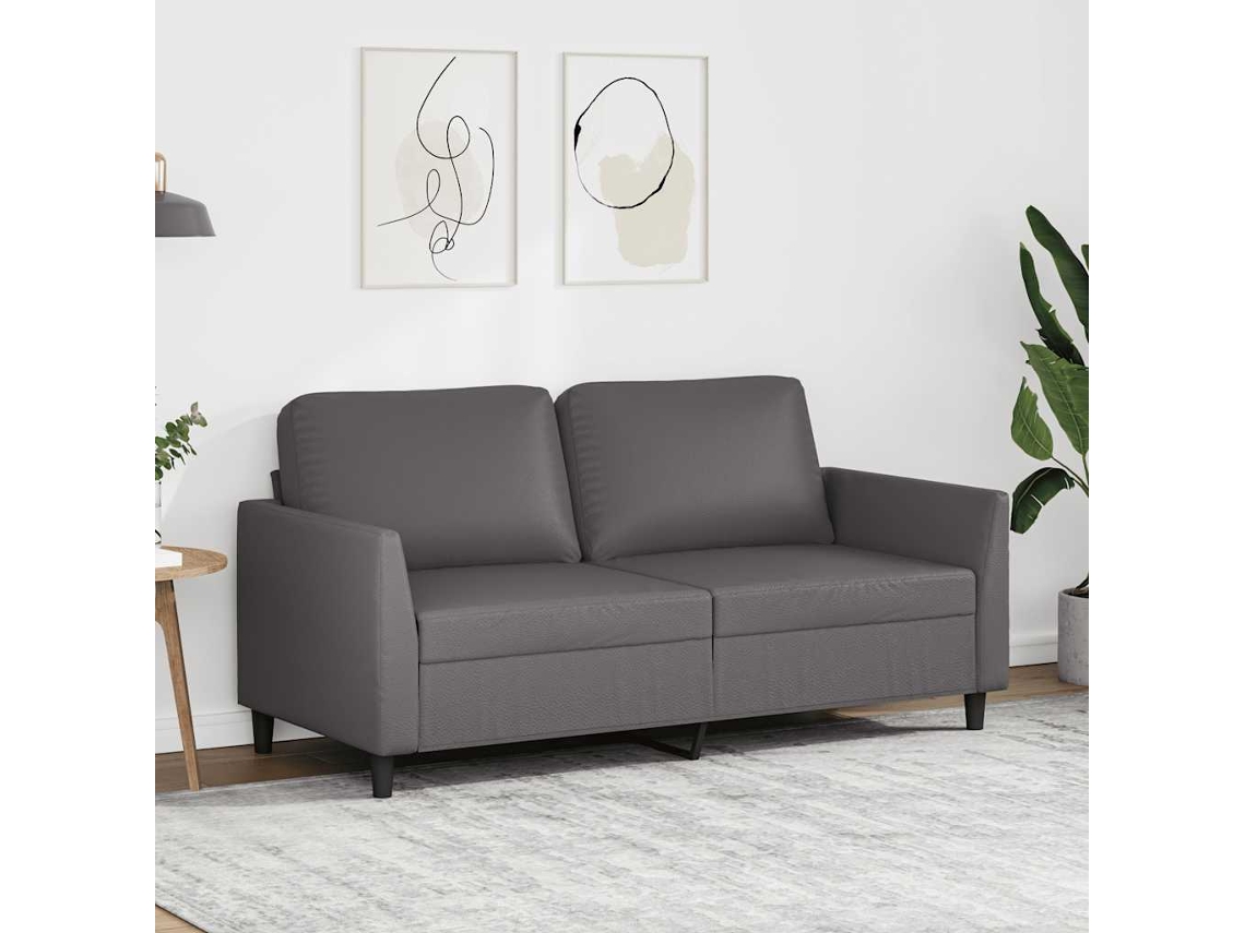 Vidaxl Sofá De 2 Lugares 140 Cm Couro Artificial Cinza