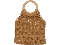 Bolsa De Mão Casual Marrom Em Corda De Algodão Trançada À Mão