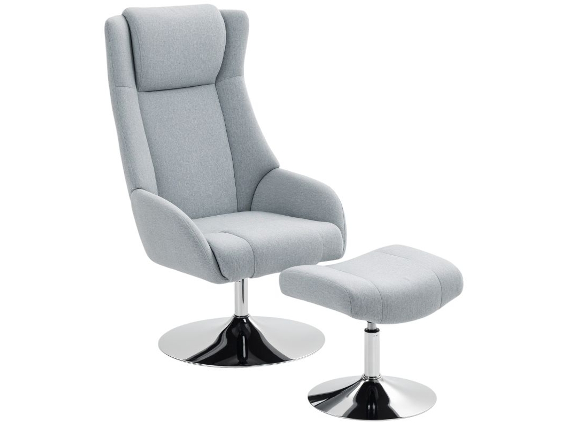 Poltrona Giratória Estofada Reclinável Com Apoio Para Os Pés E Braços,ideal Para Sala De Estar E Quarto,cor Cinza