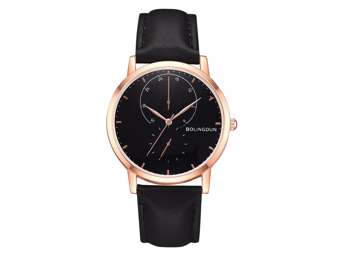 Reloj De Cuarzo Con Correa De Cuero Pu Estilo Fashion Unisex (oro Rosa 1)