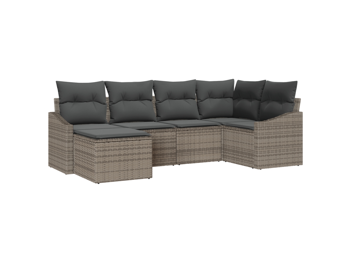 Conjunto 6 Móveis De Jardim Vidaxl Cinzento Vime Pe (233.5 X 123.5 X 85 Cm)