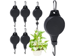 Gancho de Jardim Polia Retrátil, Altura Ajustável, Preto, 90 Cm | AQUAFORGE