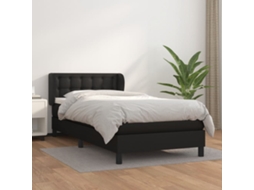 Vidaxl Cama com Molas/colchão 80x200 Cm Couro Artificial Preto