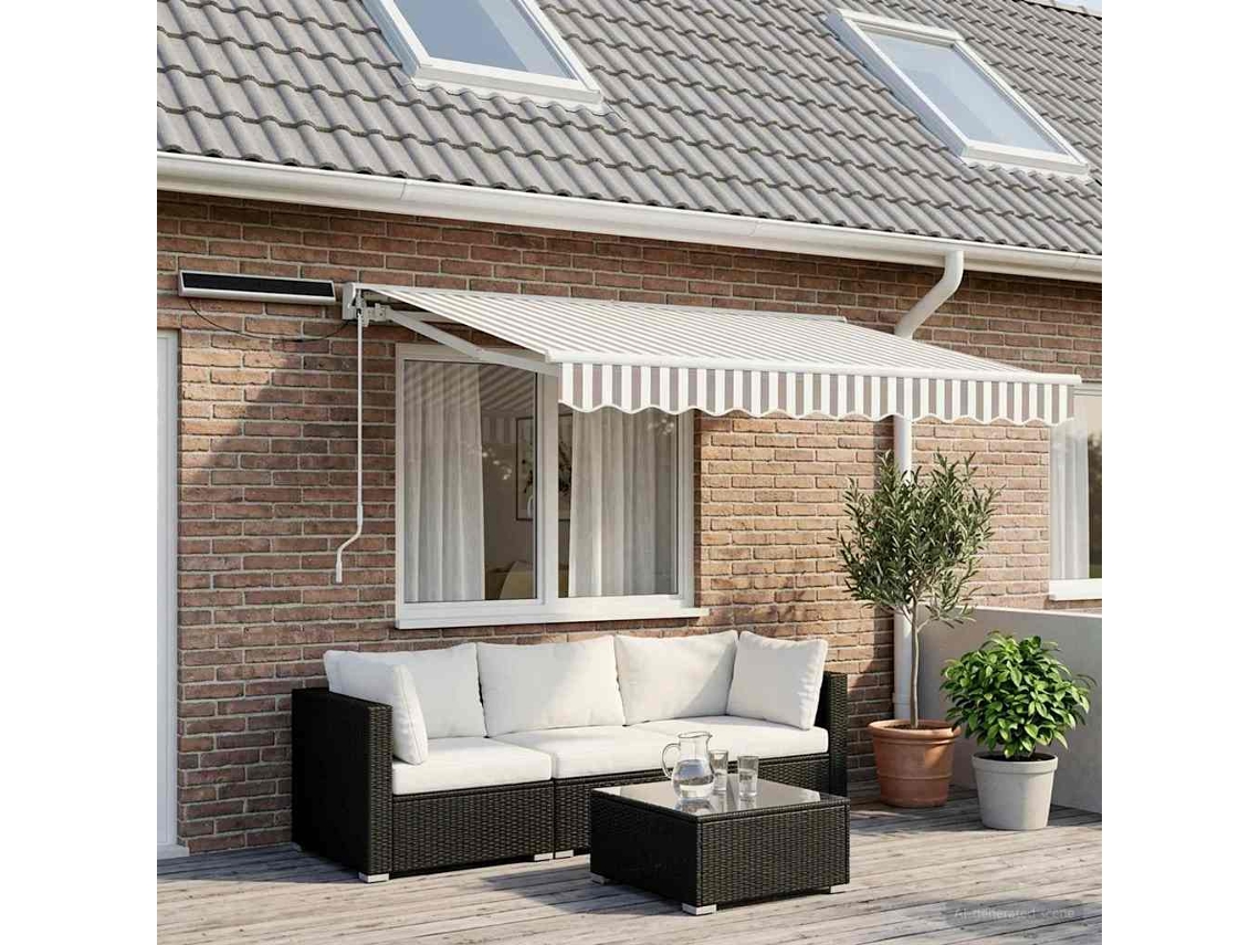 Vidaxl Toldo Retrátil Elétrico Cinza Claro E Branco 3 X 2,5 M