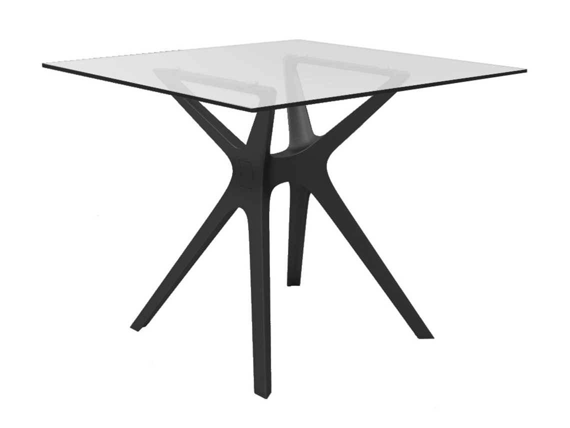 Mesa Quadrada Interior 90x90 Preto - Vidro Vela S Resol