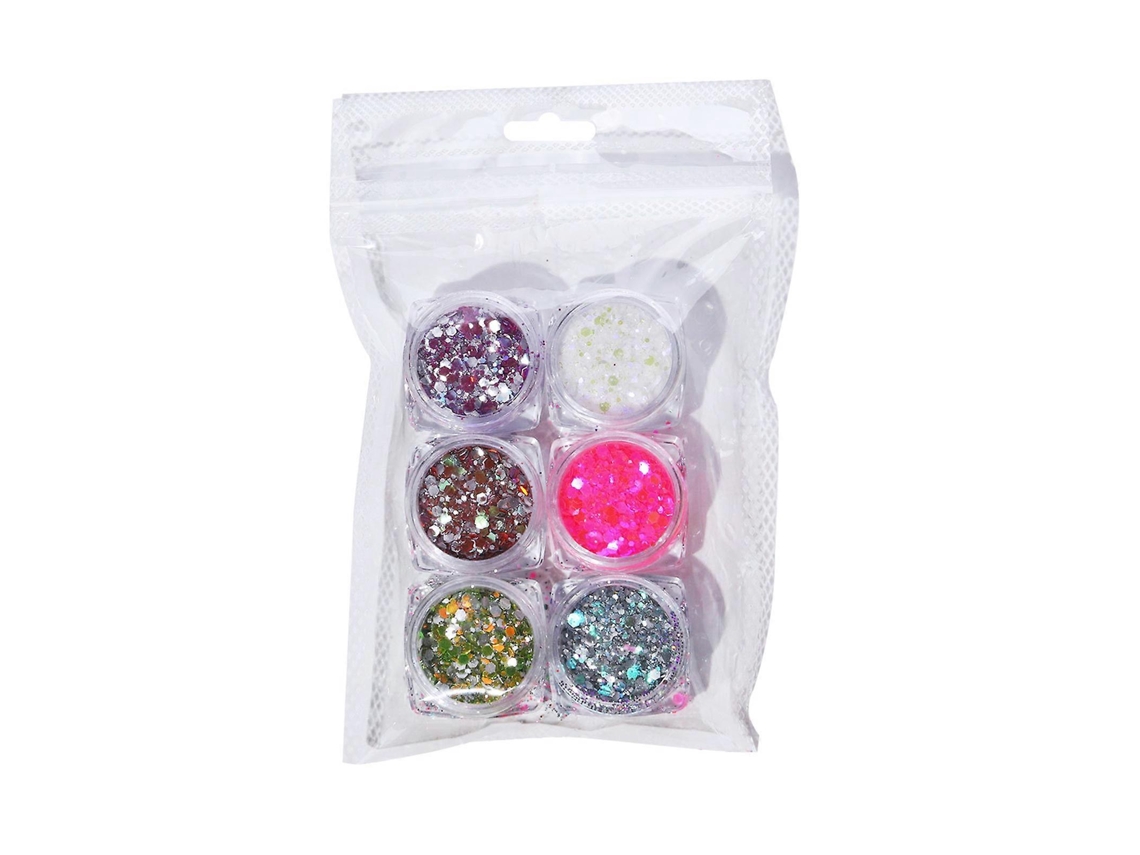 Glitter Para Unhas Refletivo Em 6 Cores, Lantejoulas, Pó Brilhante De Diamante, Glitter Holográfico Para Decoração De Unhas Diy Hengrongshen