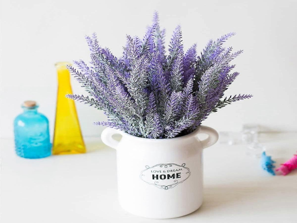 Lavanda Artificial - 4 Peças, 5 Ramos - Rosa, Plástico, 36 Cm - Aspeto Realista - Para Interiores E Exterior E Casamentos | Lurelia