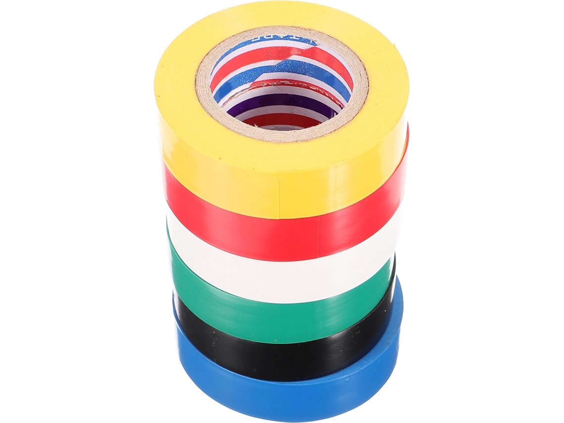 6 Rolos De Fita Isolante Pvc 18mm X 20m, Resistente À Abrasão, Para Trabalhos Elétricos E Reparos Confiáveis