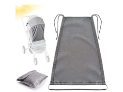 Cortina Solar Traseira Extensível Cinza Linho Para Carrinho De Bebê, Tecido Catiônico Impermeável Anti-uv Upf50+