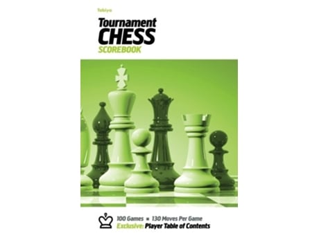 Livro Tabiya Tournament Chess Scorebook Cover Style White with Green Graphic de Precision Chess (Inglês)